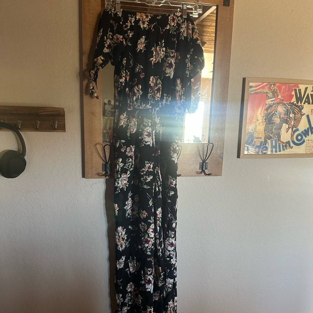 Xhilaration Black Floral Jumpsuit